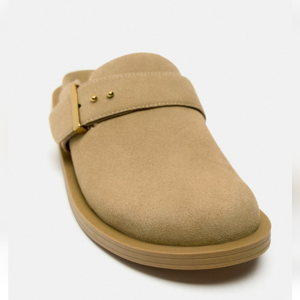 Zara BUCKLED SUEDE CLOGS - Picture 7 of 8